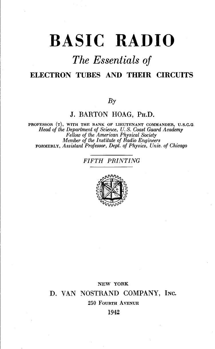Basic radio;: The essentials of electron tubes and their circuits, by J. Barton Hoag