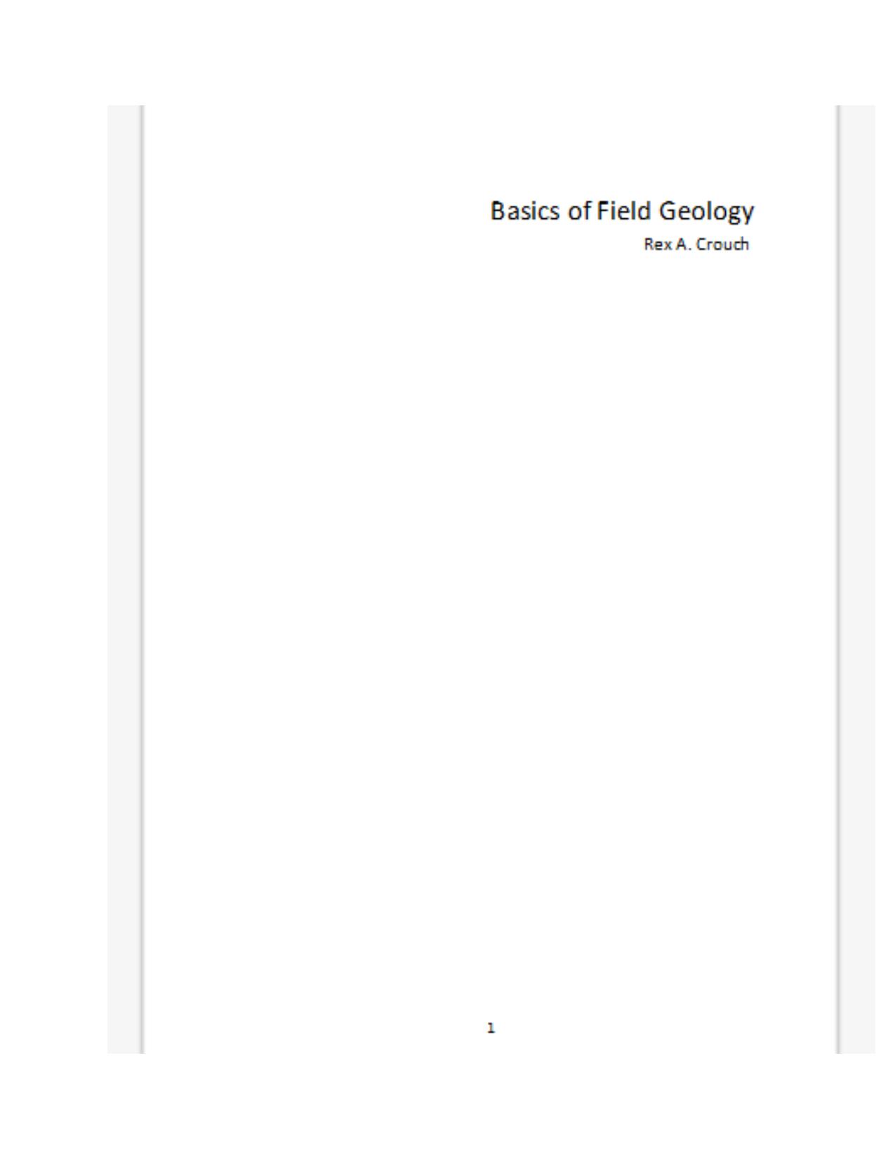 Basics of Field Geology by Rex A.Crouch
