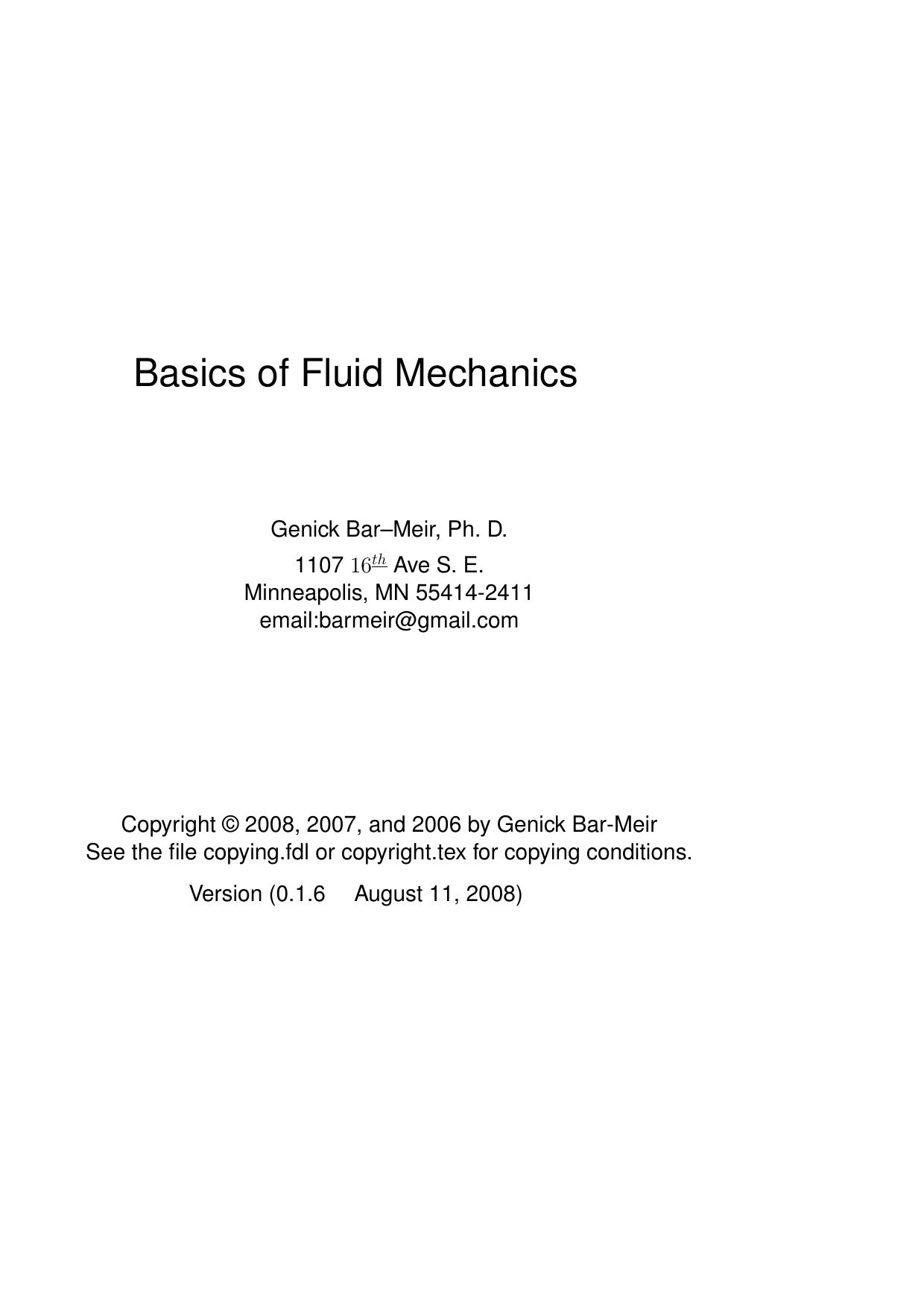 Basics of Fluid Mechanics (2008) by (Malestrom)