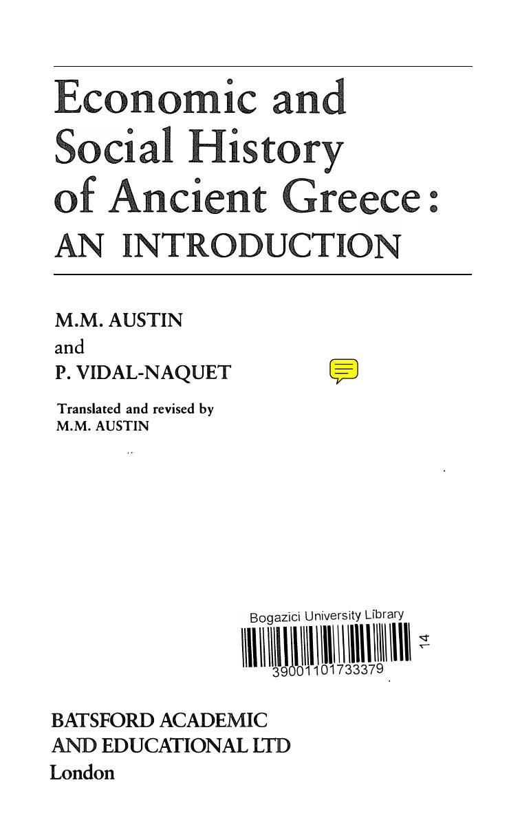 Batsford Academic and Educational Ltd. Economic and Social History of Ancient Greece, An Introduction (1977) by Unknown