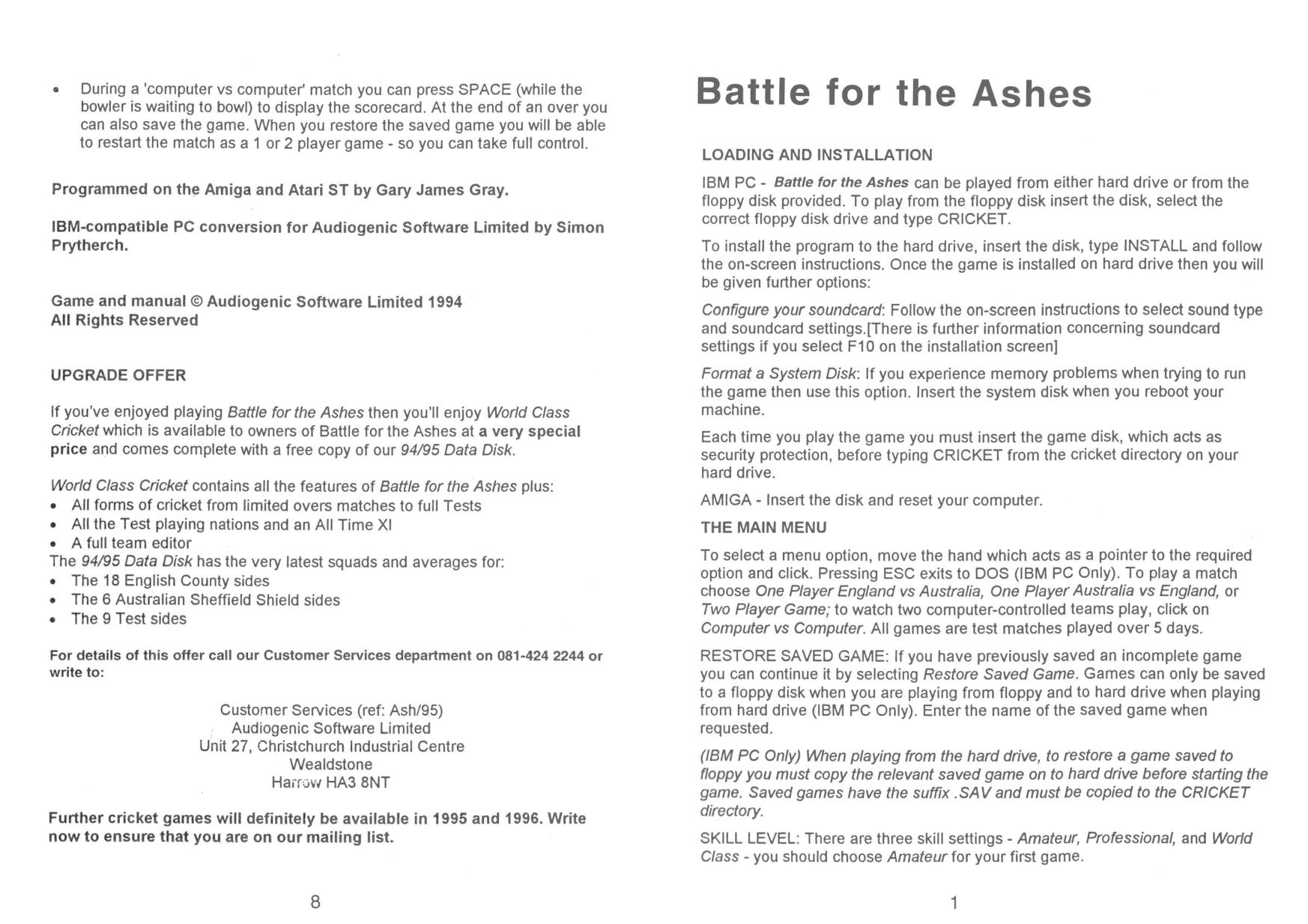 Battle for the Ashes (1995) by Unknown
