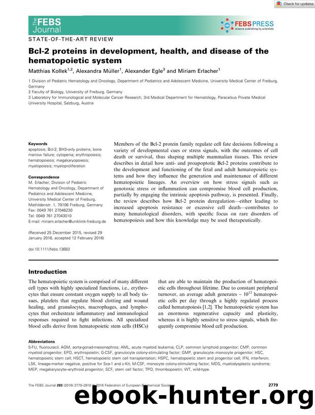 Bclâ2 proteins in development, health, and disease of the hematopoietic system by Unknown
