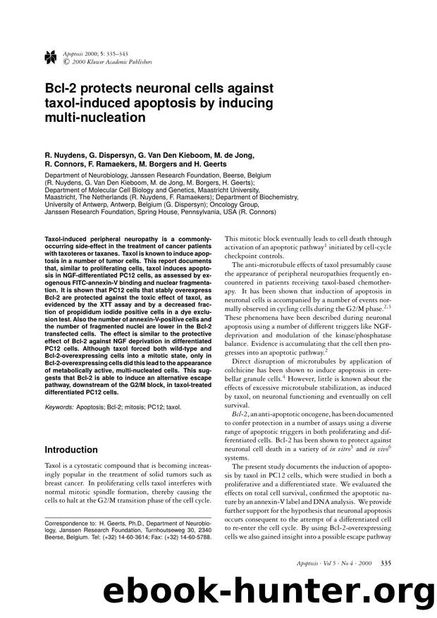Bcl-2 protects neuronal cells against taxol-induced apoptosis by inducing multi-nucleation by Unknown