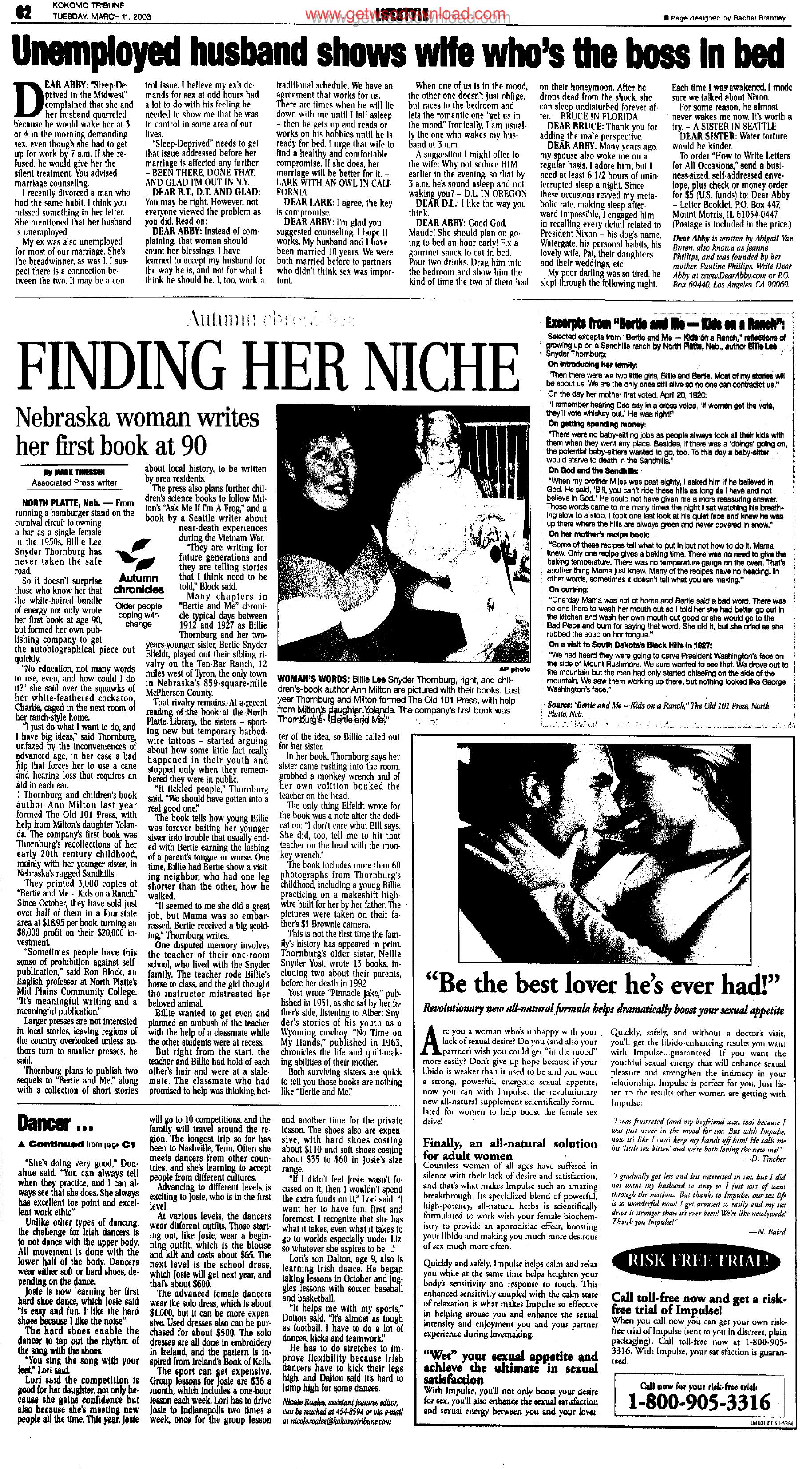 Be the best lover hes ever had by Copyright 2007 Heritage Microfilm Inc. and Newspaperarchive.com
