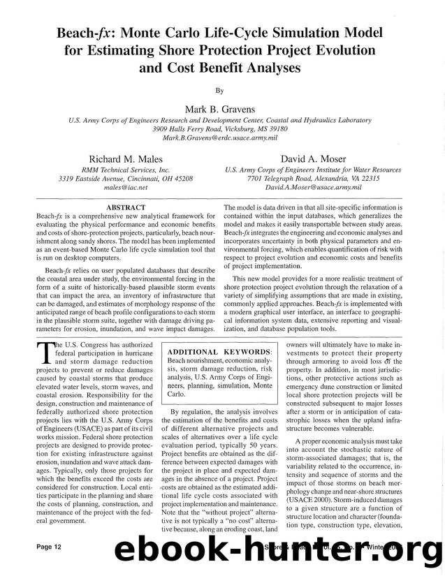 Beach-fx: Monte Carlo Life-Cycle Simulation Model for Estimating Shore Protection Project Evolution and Cost Benefit Analyses by U.S. Army Corps of Engineers