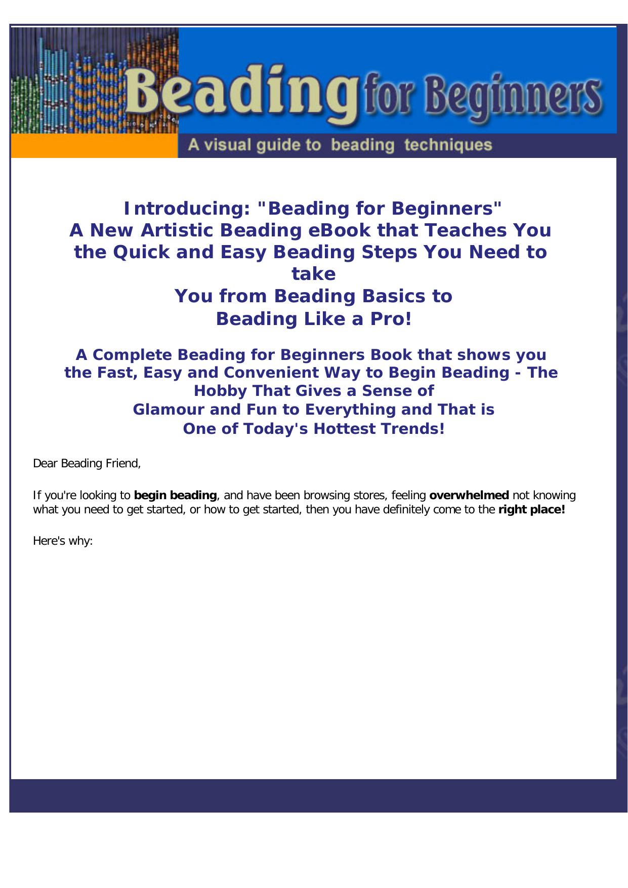 Beading For Beginners. by Best of Kuszter's Collection