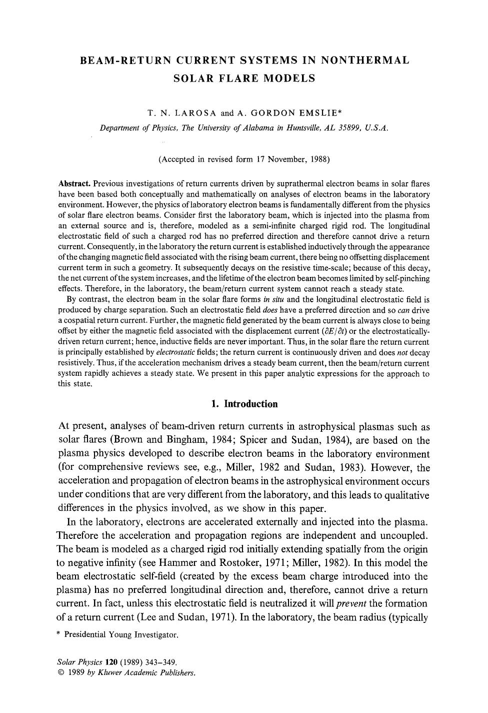 Beam-return current systems in nonthermal solar flare models by Unknown