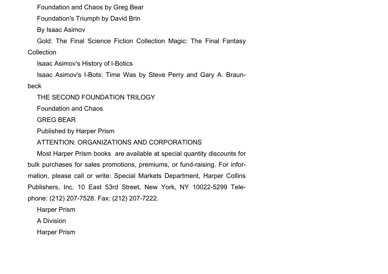 Bear, Greg - 2nd Foundation Trilogy 2 - Foundation and Chaos by Bear Greg