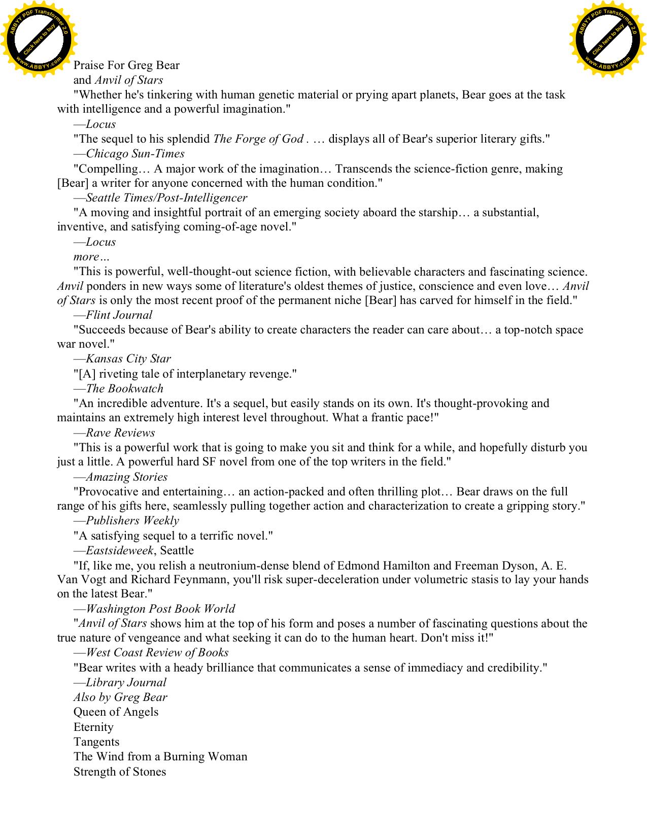 Bear, Greg - Forge of God 2 by Anvil of Stars