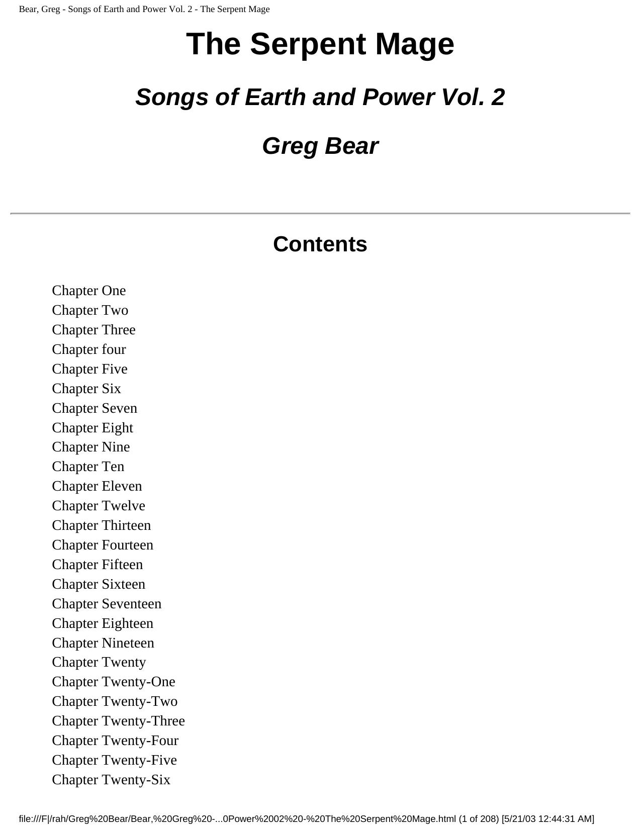 Bear, Greg - Songs of Earth and Power Vol. 2 - The Serpent Mage by Unknown
