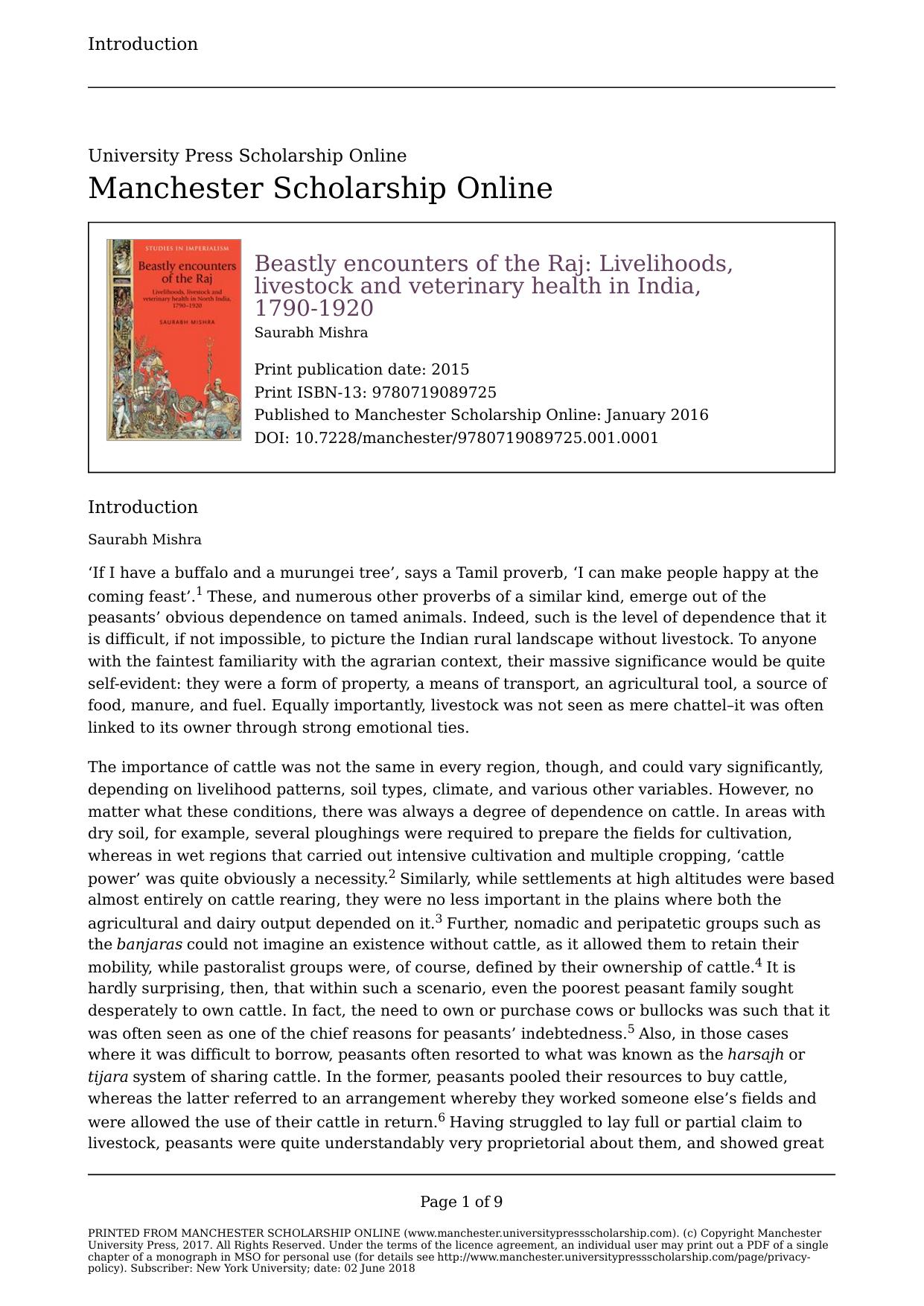 Beastly Encounters of the Raj: Livelihoods, Livestock and Veterinary Health in North India, 1790-1920 by Unknow