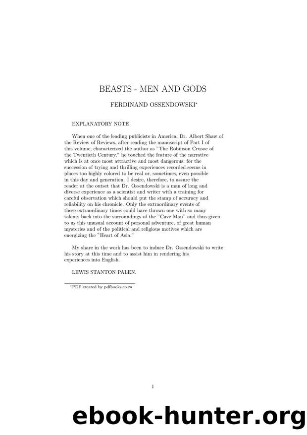 Beasts: Men and Gods by Ferdinand Ossendowski