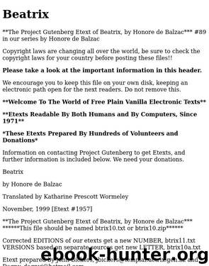 Beatrix by Balzac Honore De