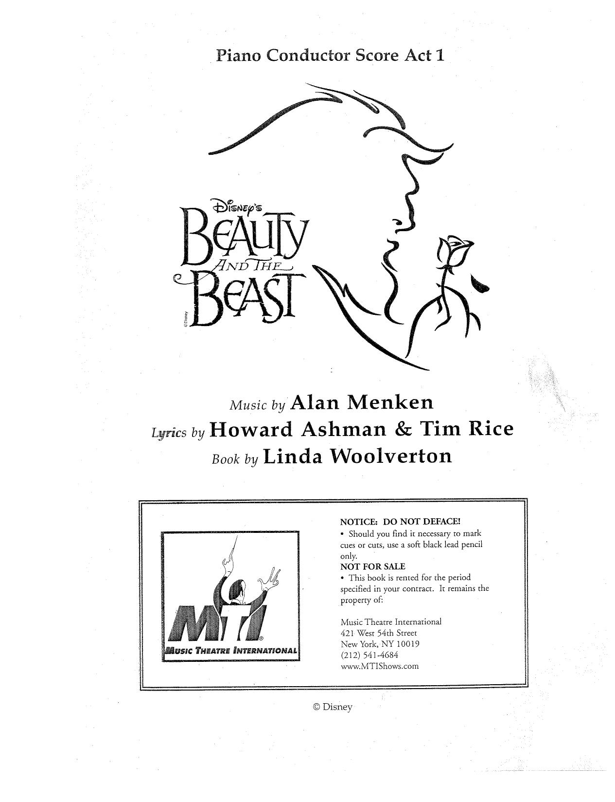 Beauty and the Beast. Disney. Beauty and the Beast conductors score by Alan Menken