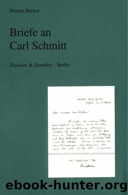 Becker by Briefe an Carl Schmitt (9783428492008)
