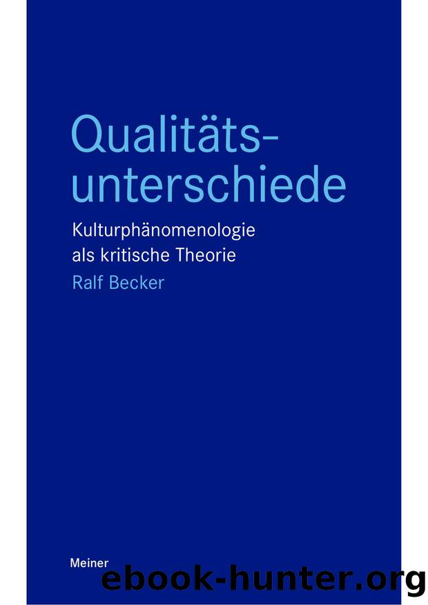 Becker by Qualitätsunterschiede (9783787339648)