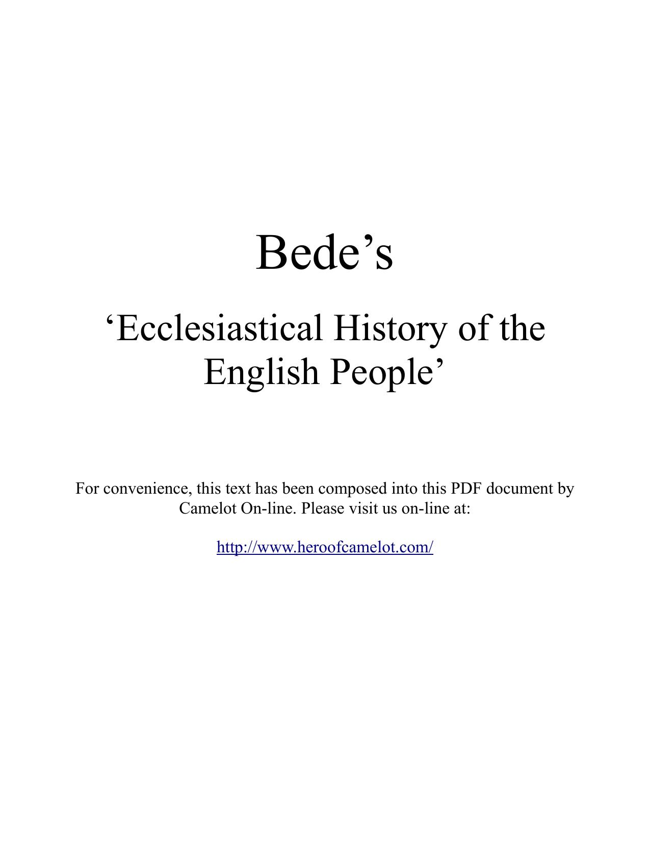 Bede's Ecclesiastical History of the English People by Arlo
