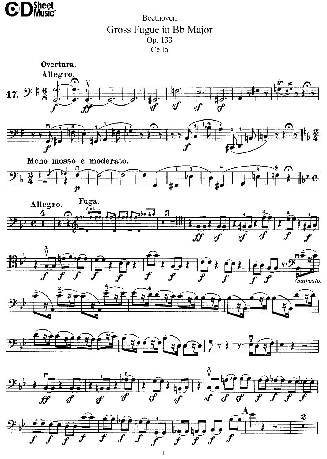 Beethoven Quartets: Gross Fugue in Bb Major by WBaxley Music Subito Music Corp & Stephens Pub. Co