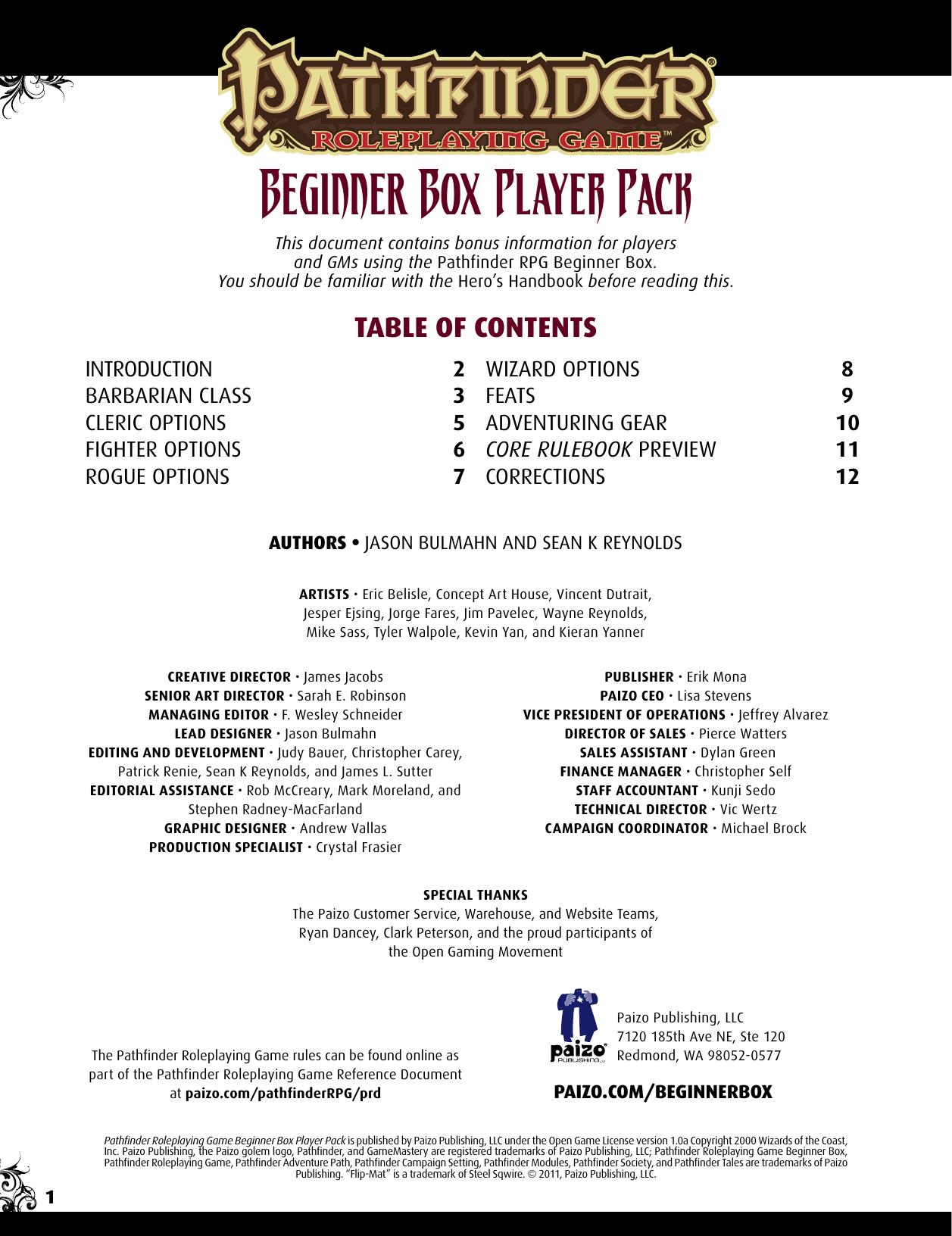Beginner Box by Player Pack (Hero's Handbook BARB)