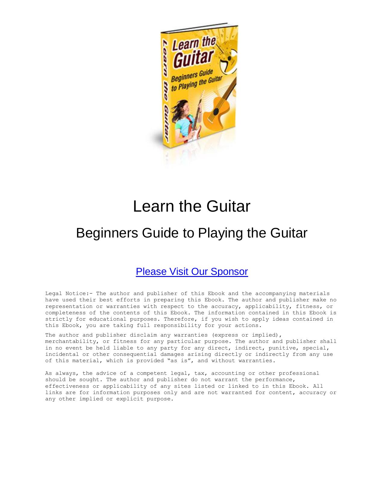 Beginner's Guide to Playing a Guitar by ebook
