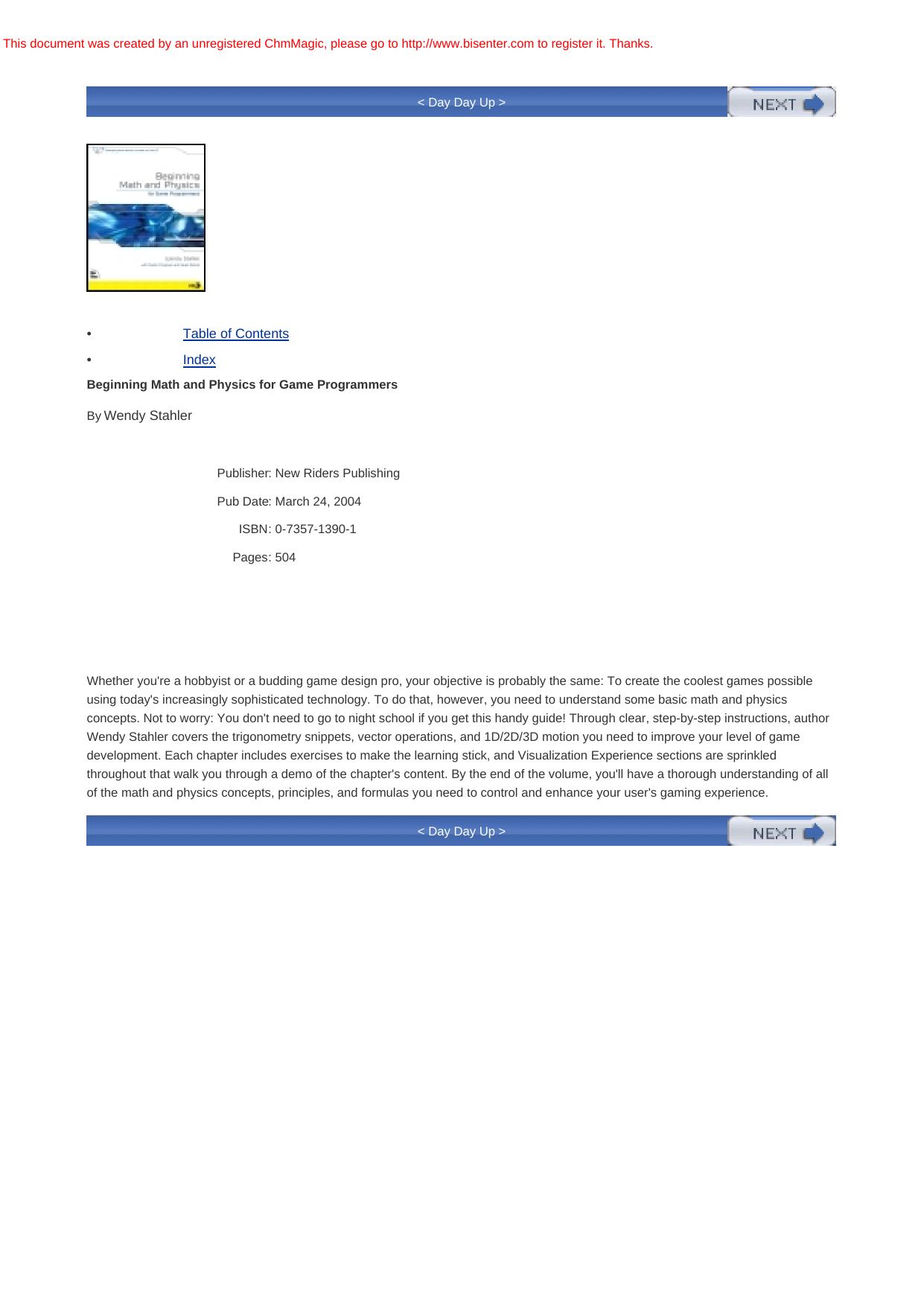 Beginning Math and Physics for Game Programmers by Wendy Stahler