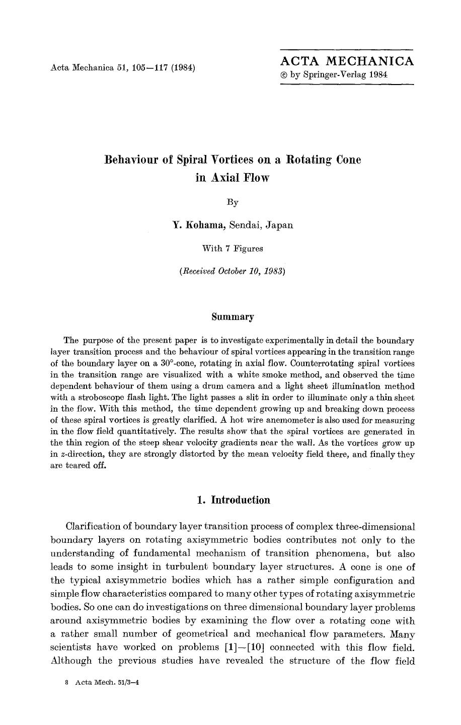 Behaviour of spiral vortices on a rotating cone in axial flow by Unknown