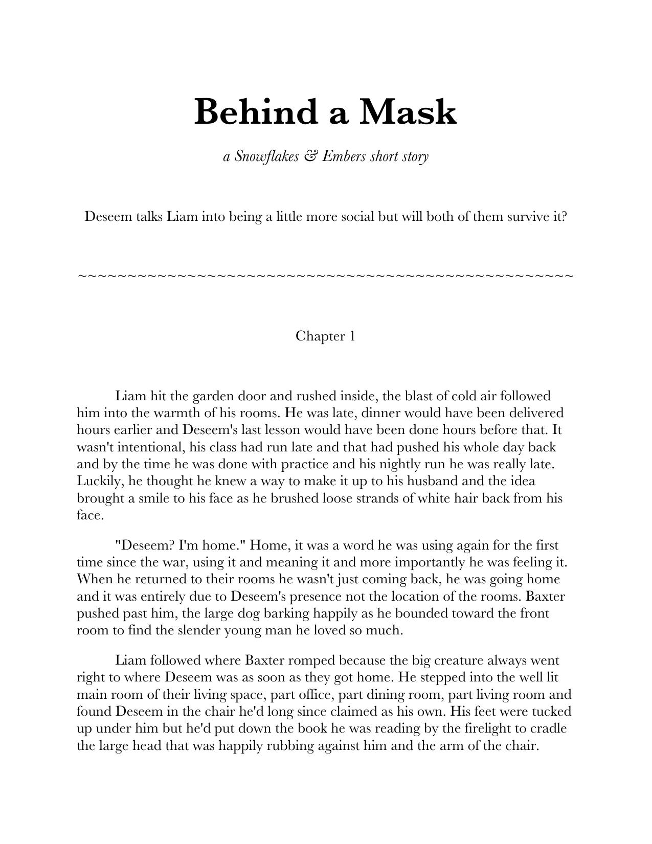 Behind a Mask (Snowflake & Embers short) by SA Payne
