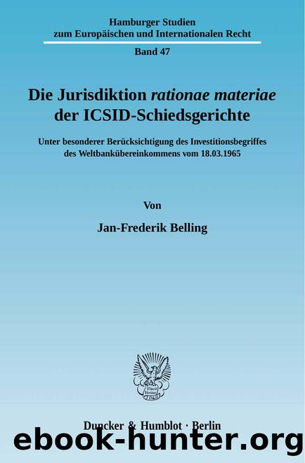 Belling by Hamburger Studien zum Europäischen und Internationalen Recht (9783428524433)