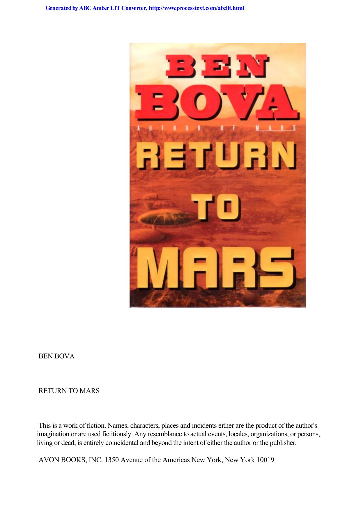 Ben Bova Return to Mars by Unknown