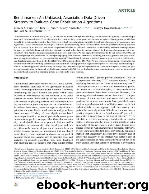 Benchmarker: An Unbiased, Association-Data-Driven Strategy to Evaluate Gene Prioritization Algorithms by Rebecca S. Fine & Tune H. Pers & Tiffany Amariuta & Soumya Raychaudhuri & Joel N. Hirschhorn