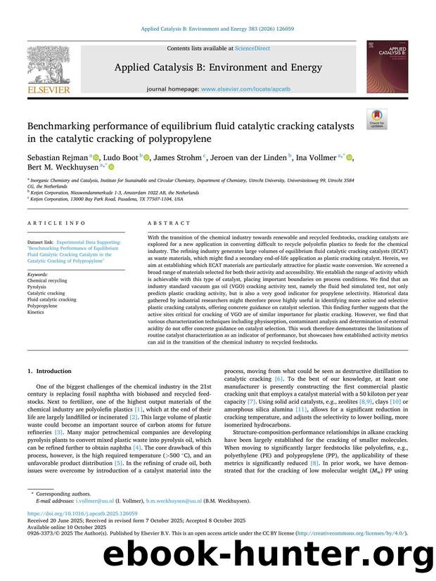 Benchmarking performance of equilibrium fluid catalytic cracking catalysts in the catalytic cracking of polypropylene by unknow