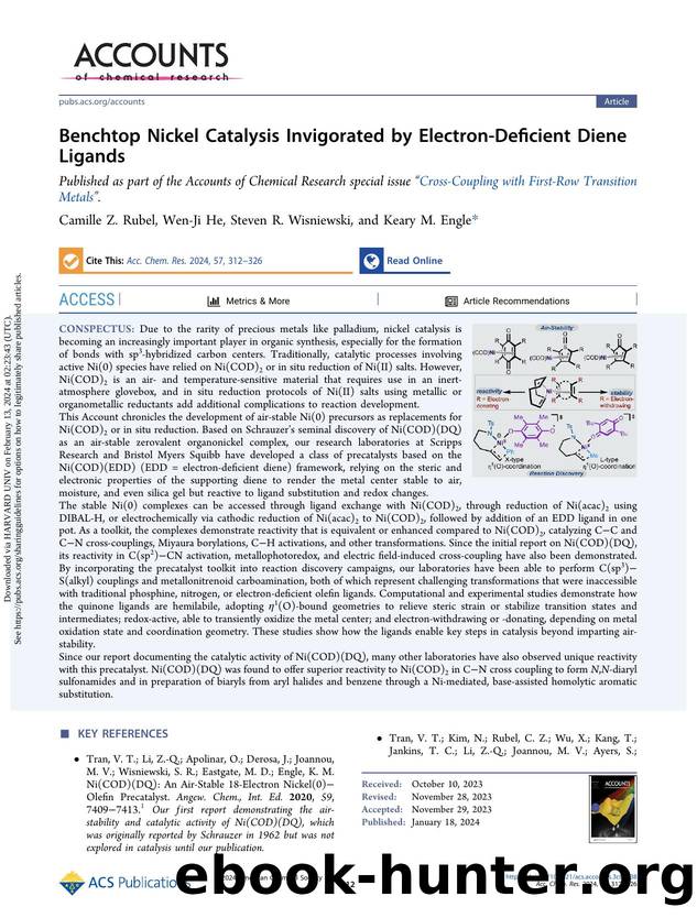 Benchtop Nickel Catalysis Invigorated by Electron-Deficient Diene Ligands by Camille Z. Rubel Wen-Ji He Steven R. Wisniewski & Keary M. Engle