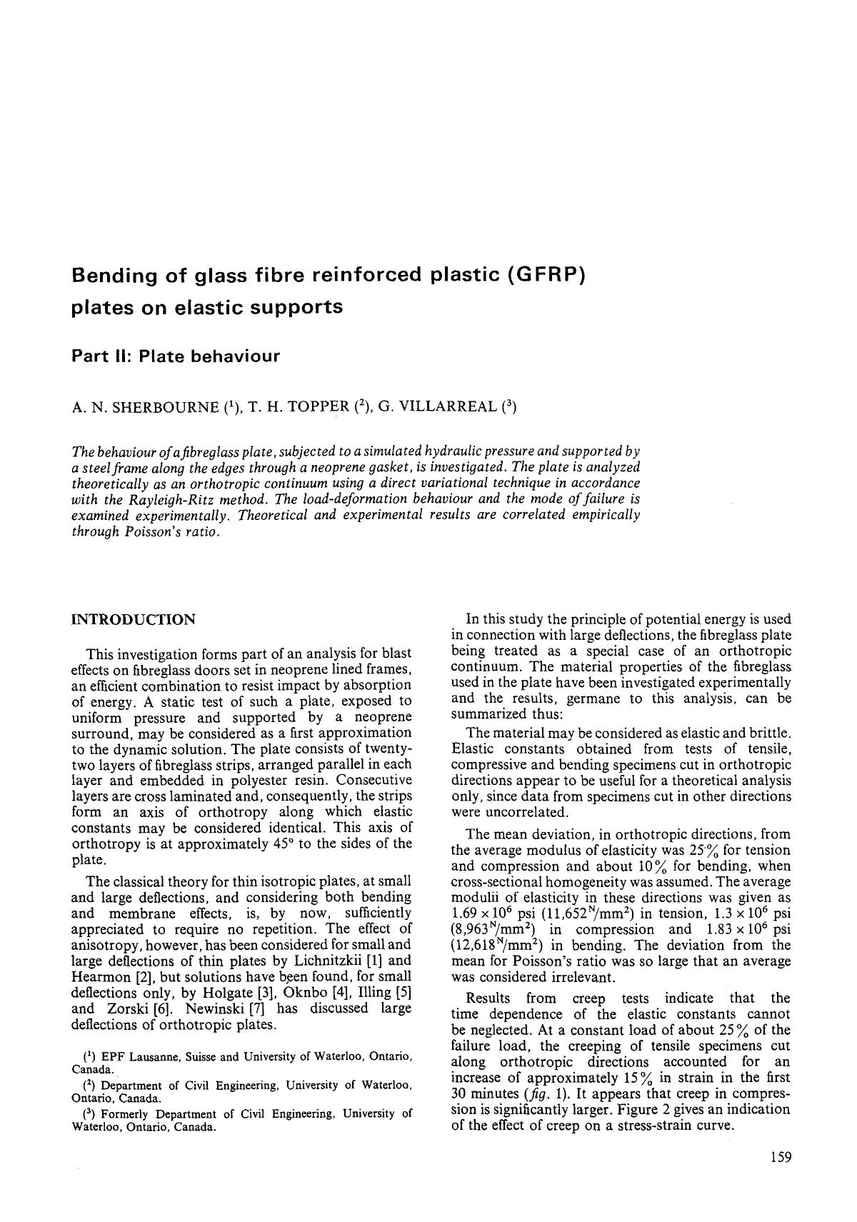 Bending of glass fibre reinforced plastic (GFRP) plates on elastic supports by Unknown