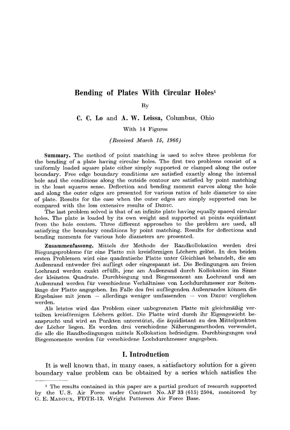 Bending of plates with circular holes by Unknown