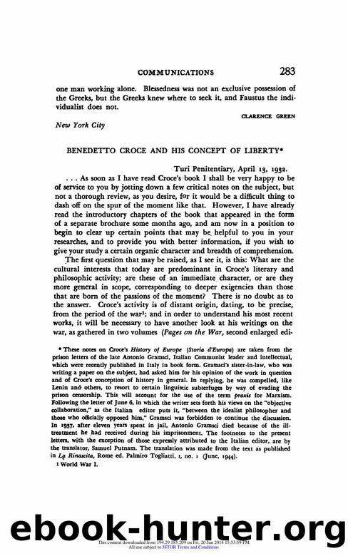Benedetto Croce and His Concept of Liberty by Benedetto Croce & His Concept of Liberty (1946)