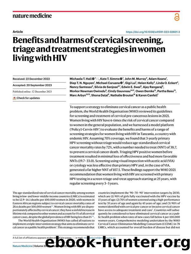 Benefits and harms of cervical screening, triage and treatment strategies in women living with HIV by unknow