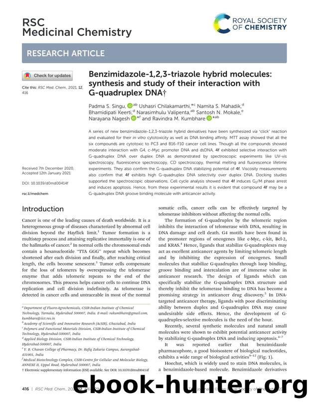 Benzimidazole-1,2,3-triazole hybrid molecules: synthesis and study of their interaction with G-quadruplex DNA by unknow