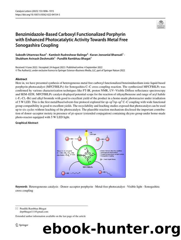 Benzimidazole-Based Carboxyl Functionalized Porphyrin with Enhanced Photocatalytic Activity Towards Metal Free Sonogashira Coupling by unknow