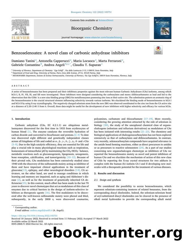 Benzoselenoates: A novel class of carbonic anhydrase inhibitors by unknow