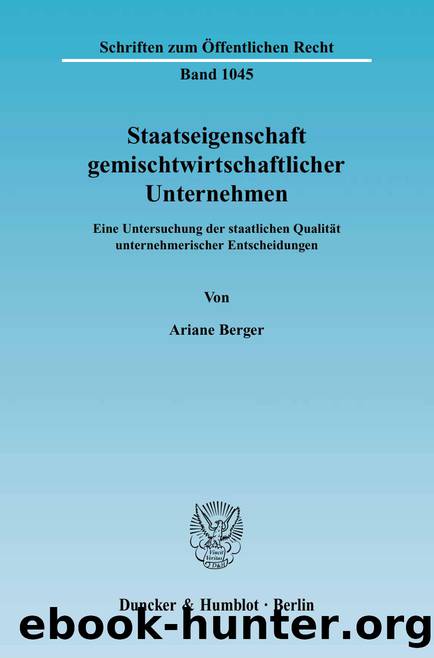 Berger by Schriften zum Öffentlichen Recht (9783428522149)