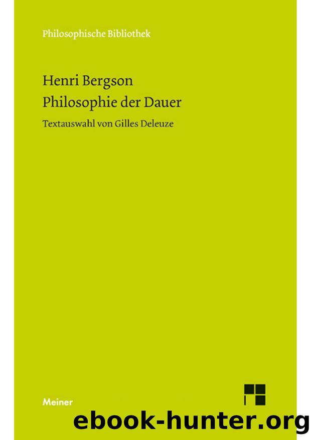 Bergson by Philosophie der Dauer (9783787325115)
