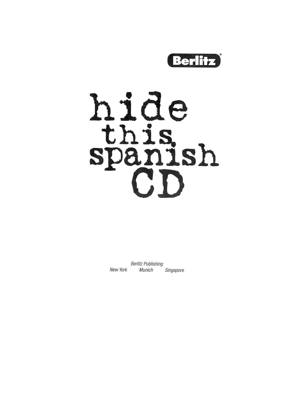 Berlitz Hide This Spanish CD by Unknown