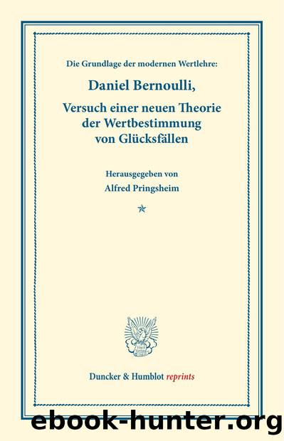 Bernoulli by Duncker & Humblot reprints (9783428567676)
