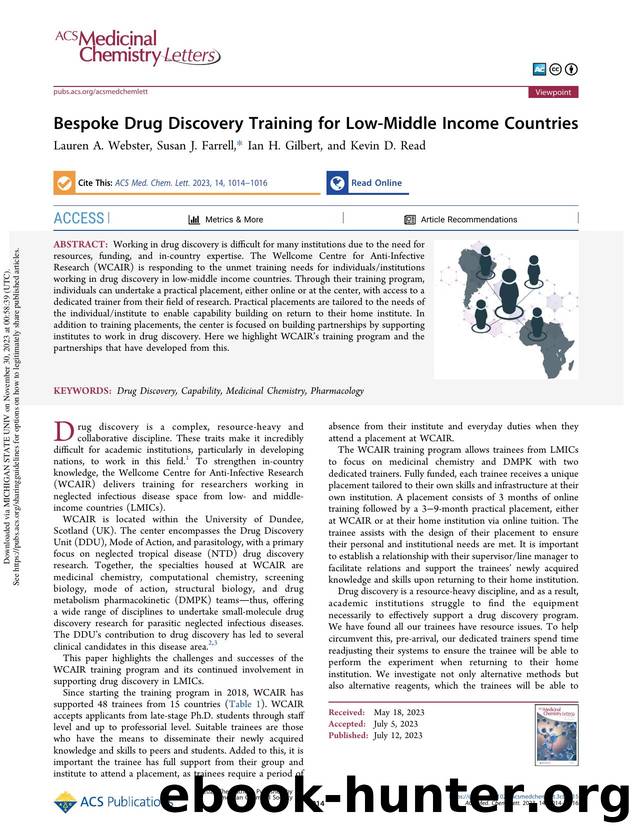 Bespoke Drug Discovery Training for Low-Middle Income Countries by Lauren A. Webster Susan J. Farrell Ian H. Gilbert & Kevin D. Read
