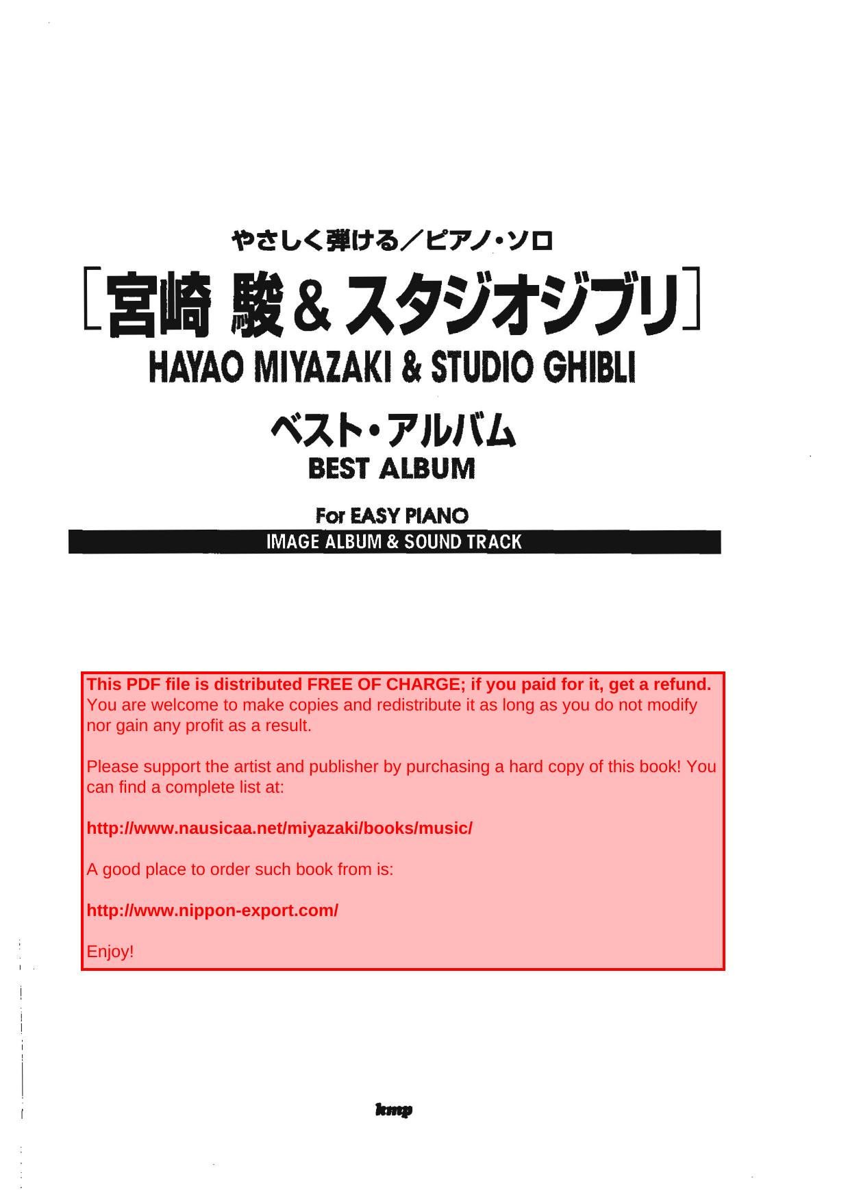 Best Album. For Easy Piano by Miyazaki Hayao & Studio Ghibli