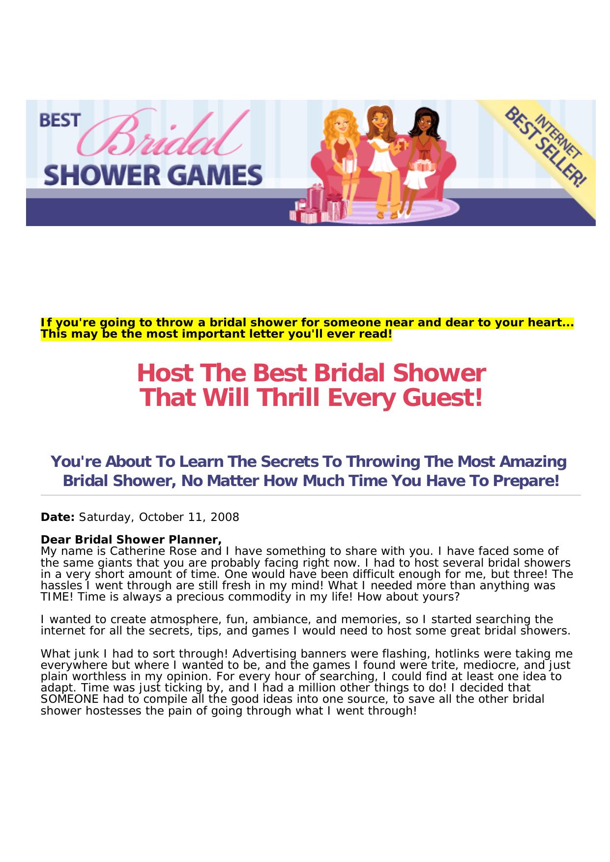 Best Bridal Shower Games And More - Printable Games, Themes And More. by Best of Kuszter's Collection