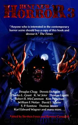 Best New Horror 3 by Stephen Jones (ed.) & Ramsey Campbell (ed.) & Stephen Jones (introduction) & Ramsey Campbell (introduction) & Kathe Koja & Alan Brennert & Robert R. McCammon & Steve Rasnic Tem & Douglas Clegg & Roger Johnson & S. P. Somtow & Kim Newman & Edward Bryant & Nancy A. Collins & Charles L. Grant & Grant Morrison & Elizabeth Hand & David J. Schow & Russell Flinn & Thomas Ligotti & Joel Lane & Nicholas Royle & Norman Partridge & William F. Nolan & David Starkey & Karl Edward Wagner & Michael Marshall Smith & Dennis Etchison & J. L. Comeau & Thomas Tessier & Nina Kiriki Hoffman & Stephen Jones (afterword) & Kim Newman (afterword)