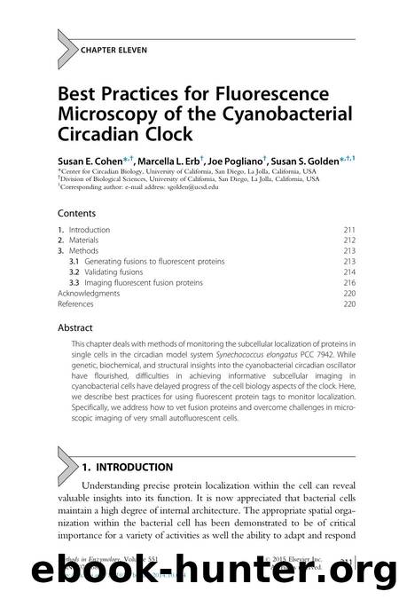Best Practices for Fluorescence Microscopy of the Cyanobacterial Circadian Clock by Susan E. Cohen & Marcella L. Erb & Joe Pogliano & Susan S. Golden