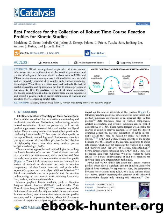 Best Practices for the Collection of Robust Time Course Reaction Profiles for Kinetic Studies by unknow