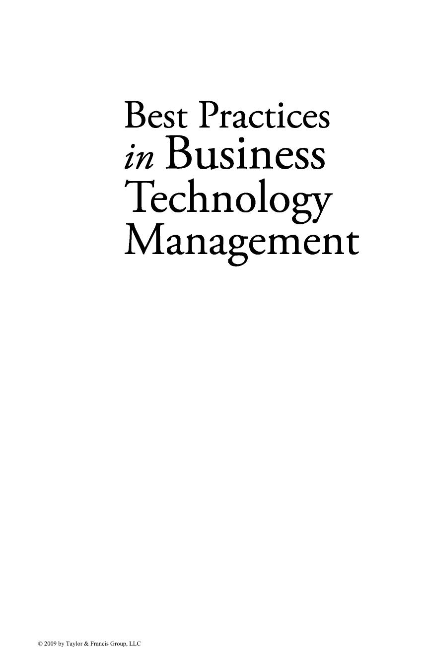 Best Practices in Business Technology Management by Stephen J. Andriole